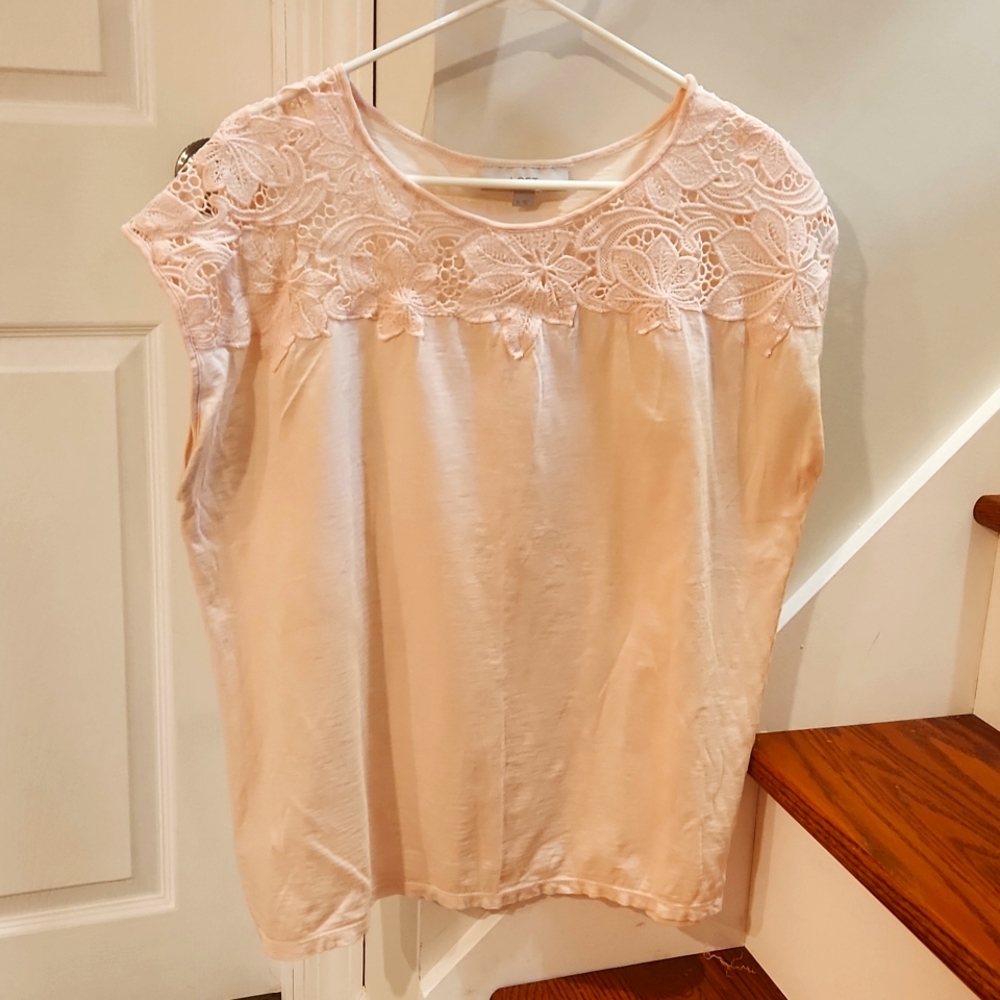 Soft Pink Tee with floral lace